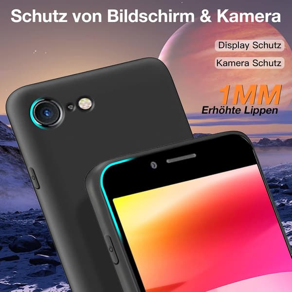 ETUI TIL APPLE IPHONE 7/8/SE 2020 SILIKONE SORT FLEKSIBEL A1660 A1863