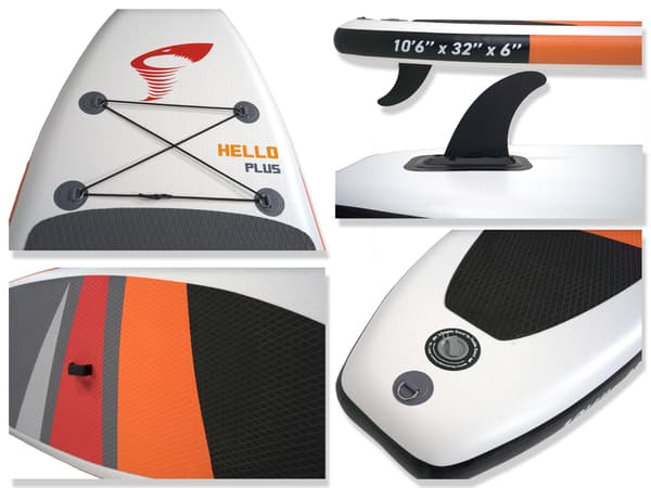 HYDRO STAR SUP BOARD HELLO PLUS TIL SVØMNING, OPPUSTELIG, ORANGE, 320 cm