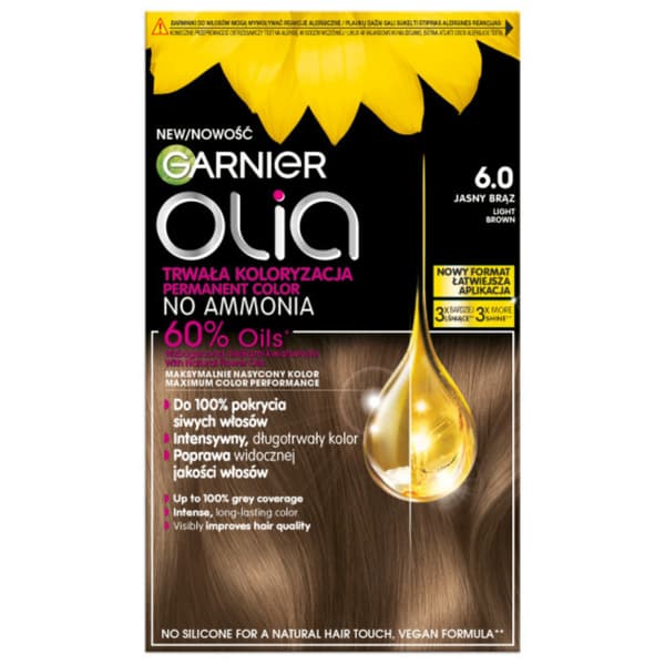 Garnier Olia permanentfarve til hår 6.0 lys brun