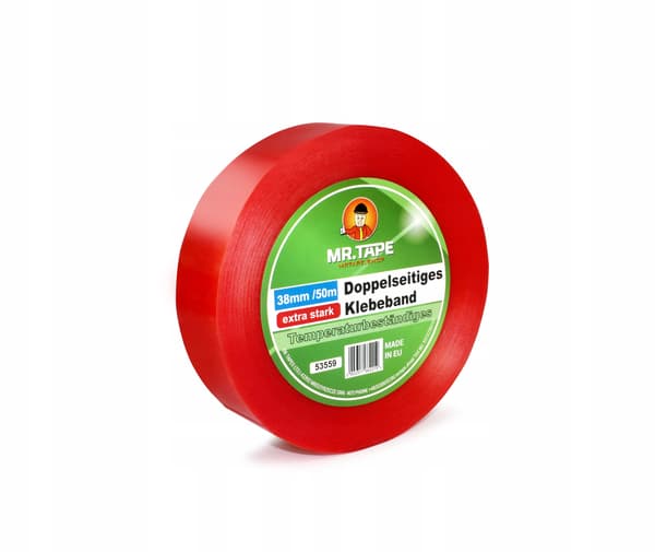DUBBELSIDIG TRANSPARENT MONTERINGSTEJP FÖR HUSDJURSBANNERER 38 mm/50 m
