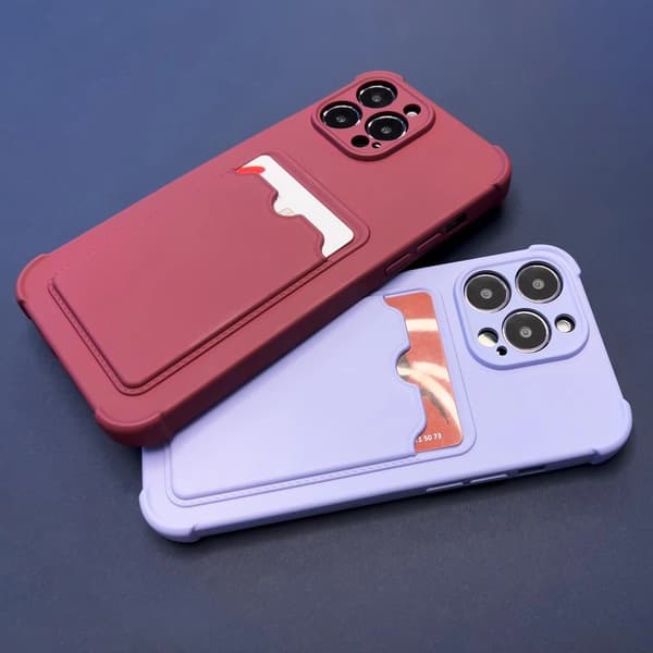 Card Armor-skal till iPhone 13 Mini – Plånboksfodral med silikon – Airbag – Rosa