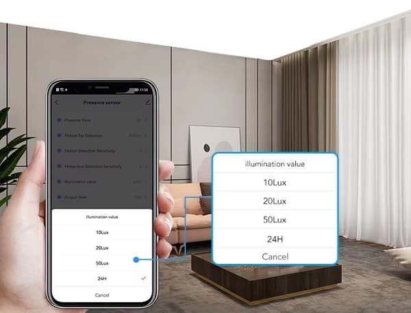 RTX Mikrobølgesensor WiFi Tilstedeværelsessensor TUYA Smart 230V Vægmonteret