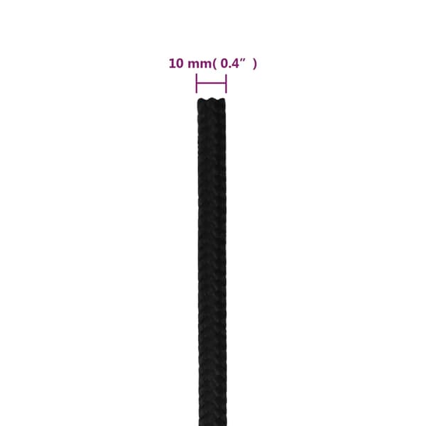 vidaXL Arbetsrep, Svart, 10 mm, 25 m, Polyester