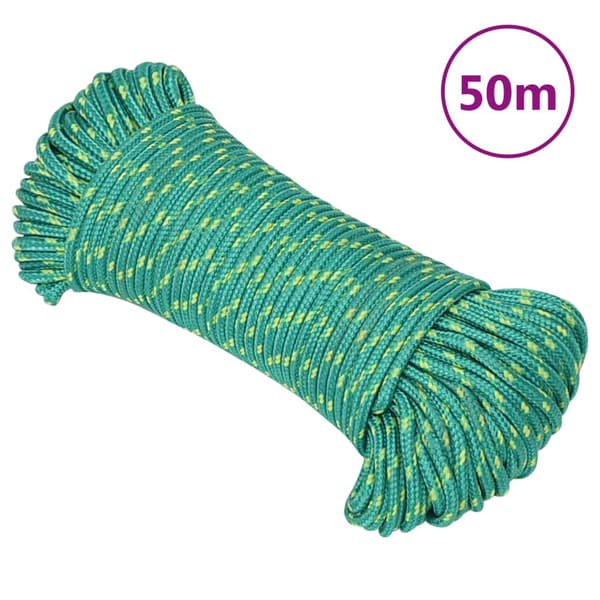 vidaXL Segelrep, Grönt, 4 mm, 50 m, Polypropylen