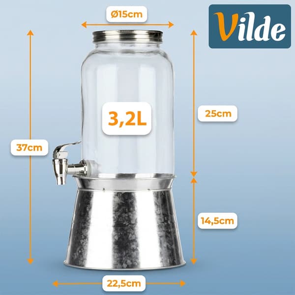 Drikkebeholder med hane og stativ 3,2 l
