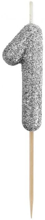 Piker ljus nummer 1 ett svart glitter