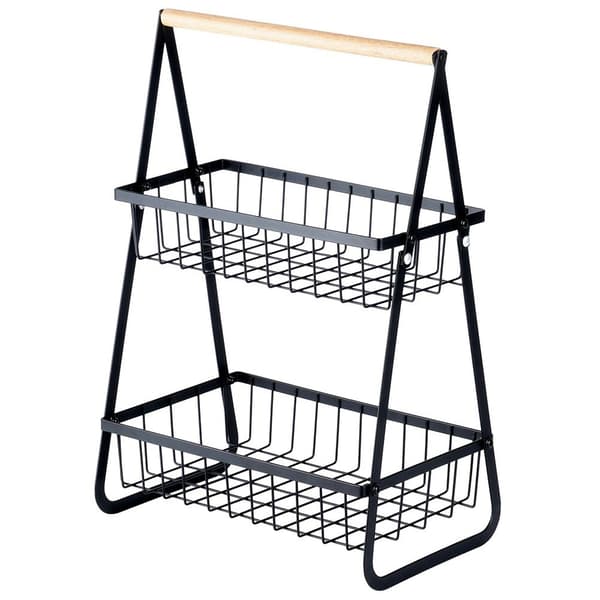 Fruktkorg metall svart 2-nivå