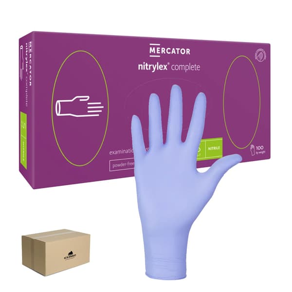 Nitrilhandsker S lilla Mercator Nitrylex Complete 100 stk. karton 10-pak