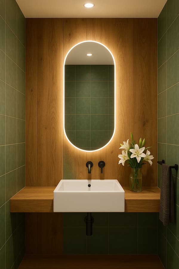 Oval LED Mirror 40x110 Waterproof IP65 Wall Mount Vertical Horizontal LUNA