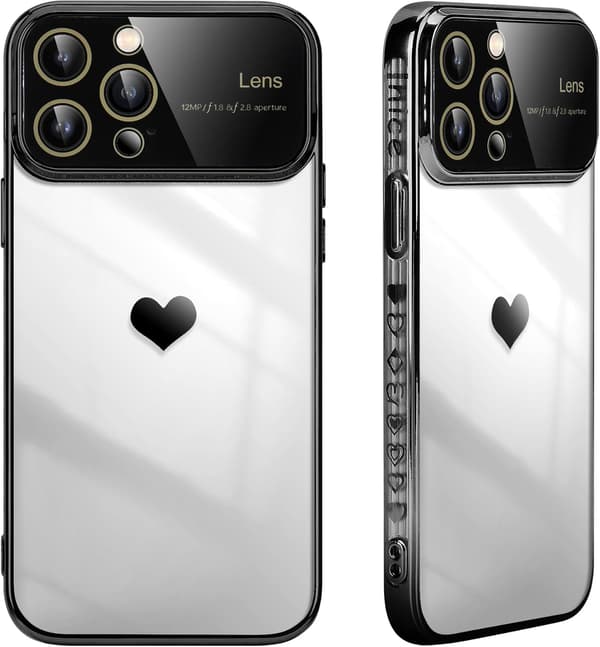 APPLE IPHONE 14 ETUI SORT RAMME TRANSPARENT BAGSIDEN + KAMERABESKYTTELSE