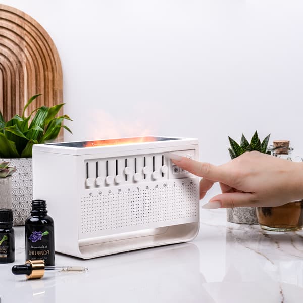 Bluetooth-højttalerdiffuser | Hvid støj-natlampe med flammeeffekt