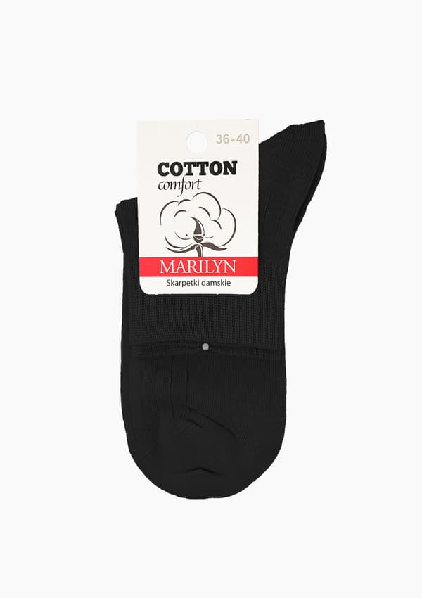 Damesokker i bomuld sorte med komfortabel elastik Cotton Classic 36/40