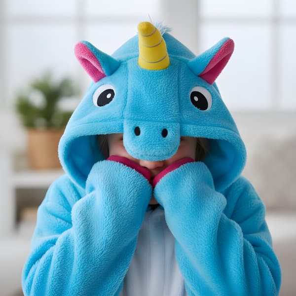 Kigurumi-pyjamas blå enhörning barn 105-115 cm