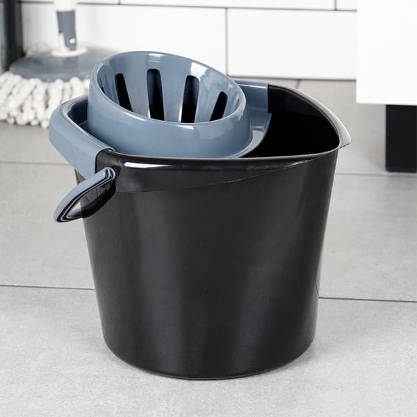 Moppespand med vringeklemme plastik sort 14 l