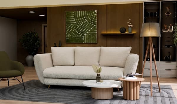 SARIS 3-SITS SOFFA MED SOFUNKTION BEIGE GYLLENE BEN FÖR VARDAGSRUM FÖR VARDAGSRUM
