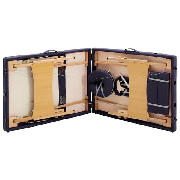vidaXL foldbart massagebord 3-zoner træ lilla