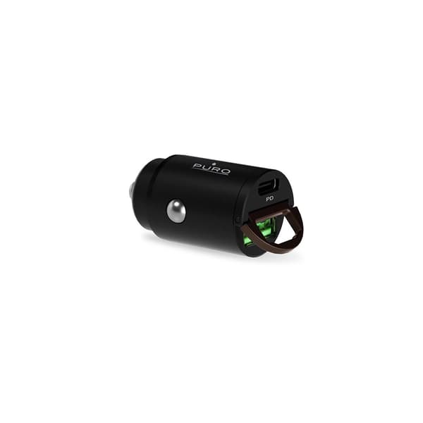 Puro Mini 30W strømforsyning USB-C USB-A biloplader - sort