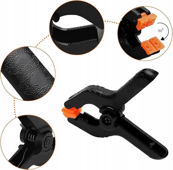 9 st. nylonfjäderklämmor 9,3 cm plast, slitstarka