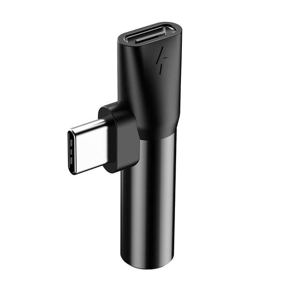 Baseus USB-C till minijack 3,5 mm ljudadapter + USB-C (svart)