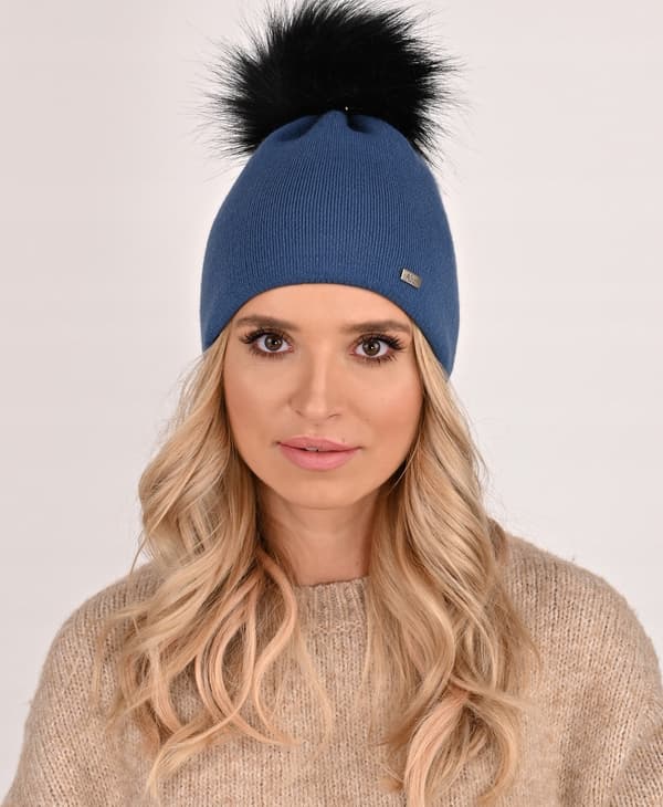 Glat varm hue med stor pompon Jeans A13