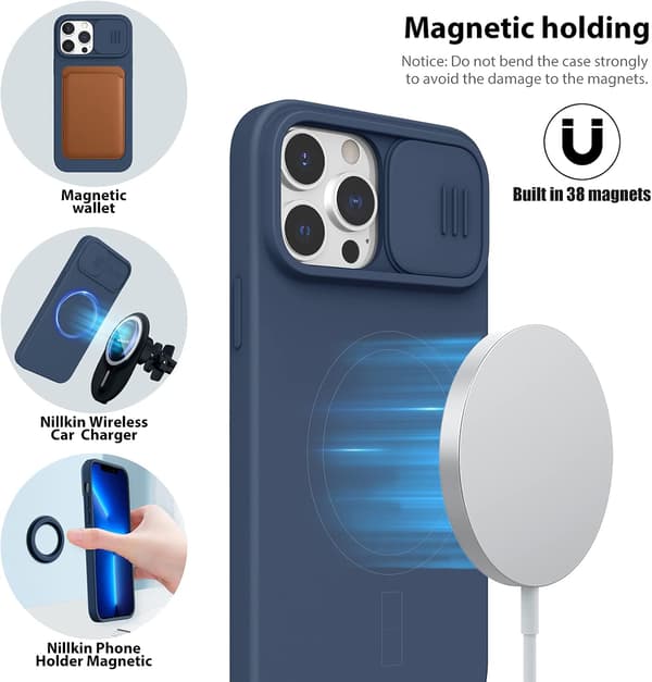 MARINEBLÅT ETUI TIL IPHONE 13 PRO MAX LUKKET KAMERA HOLDBART