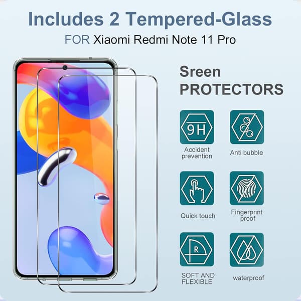 FODRAL TILL REDMI NOTE 11 PRO/ REDMI NOTE 11 PRO+ TRANSPARENT 2X GLAS