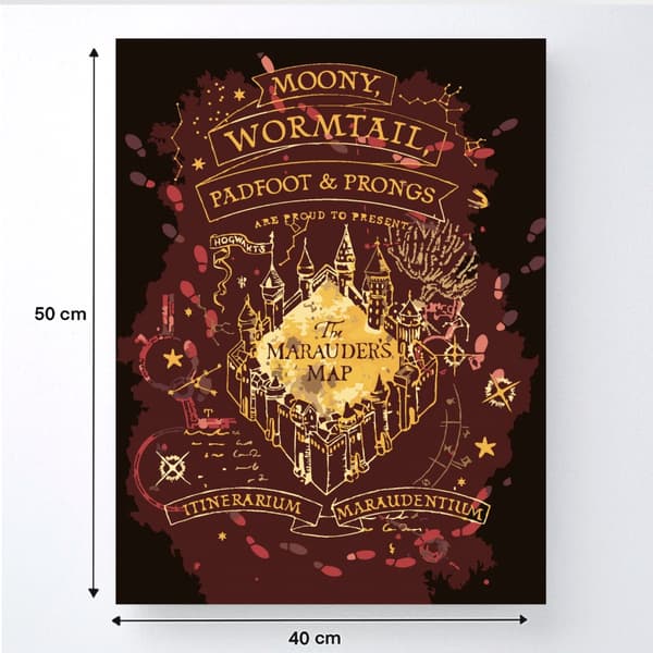 MÅLNING MED SIFFROR MED RAM Tavlor för målning - Marauder's Map 40x50 cm
