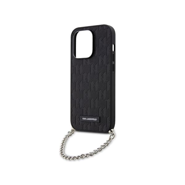 Karl Lagerfeld Saffiano Monogram Chain - iPhone 14 Pro cover (sort)