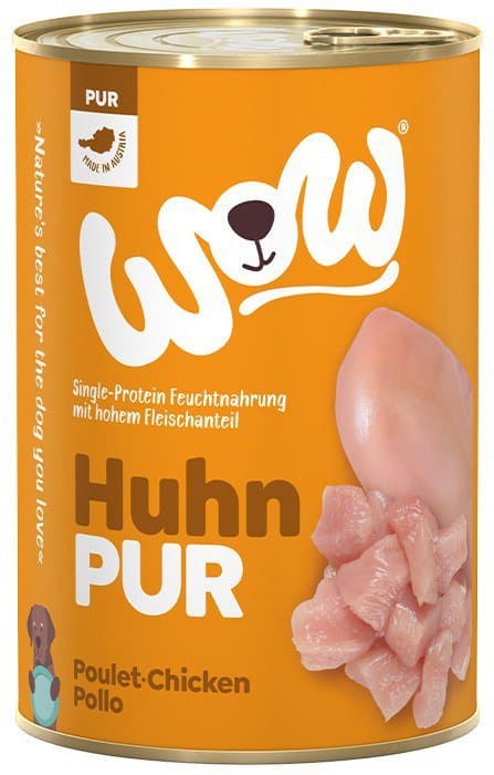 WOW | Monoprotein hundefoder | 400g dåse - Huhn Pur - Kylling 400g