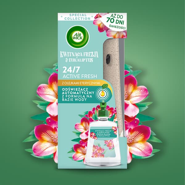 018826 Air Wick Active Fresh Blomstrende Freesia & Eukalyptus 228ml Sæt