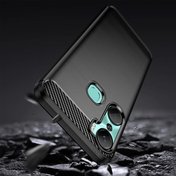 Carbon Case etui til Infinix Hot 12 Pro fleksibelt silikone carbon etui sort