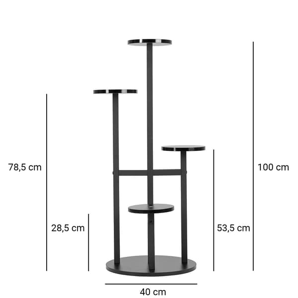 FINO universal blomsterstativ - sort, 4-lags blomsterstativ til 6 potter