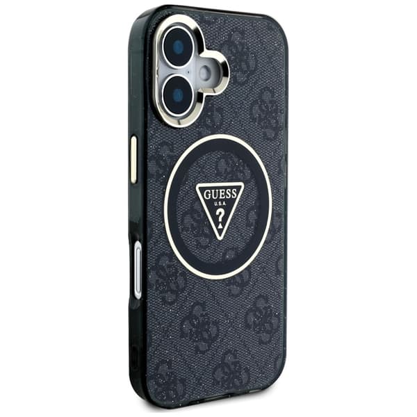 Guess IML Metal Glitter 4G Circle Triangle MagSafe - iPhone 16 cover (sort)