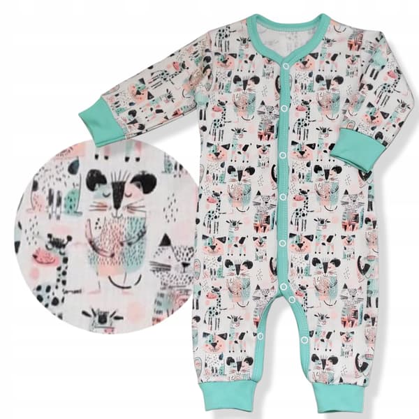 RAMPERS 74 knappet romper uden fødder pyjamas med dyr