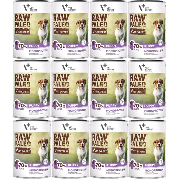 Vådfoder til hvalpe VetExpert Raw Paleo And 12x400g