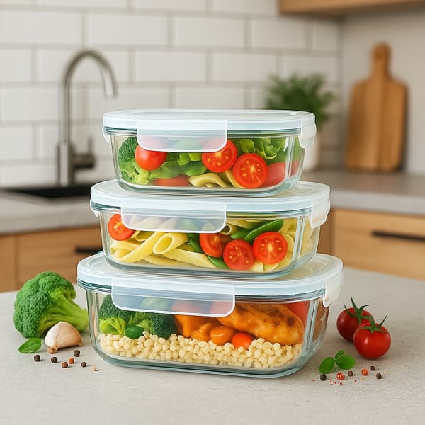 Matlåda 1040 ml Glasbehållare Lufttät Matlunch