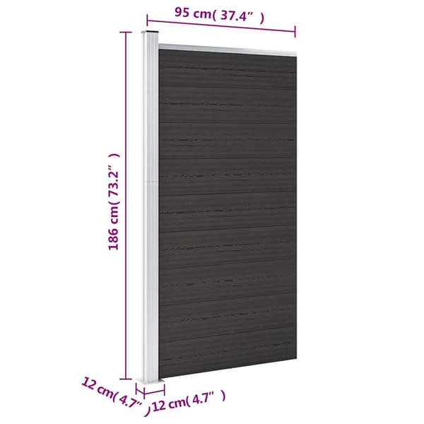 vidaXL WPC-aitapaneeli 95x186 cm musta