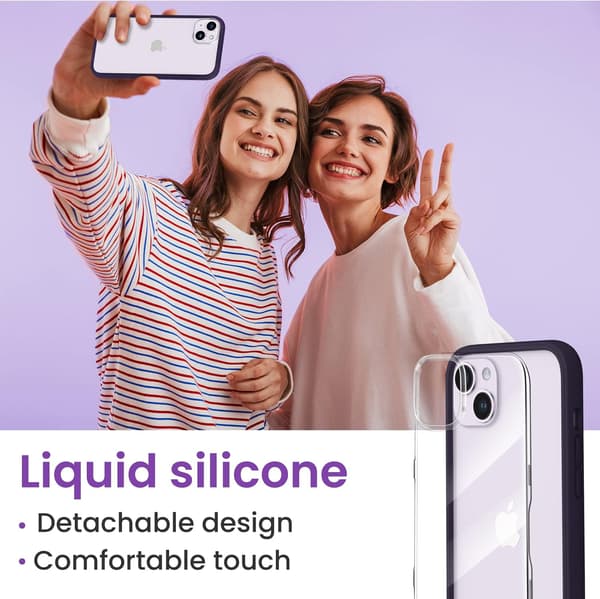 FODRAL TILL APPLE IPHONE 14 PLUS LILA RAM 2X GLAS