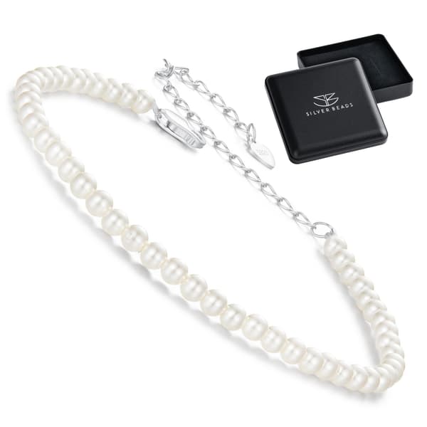 Elegant silverarmband med snäckskalspärlor, 925 silver