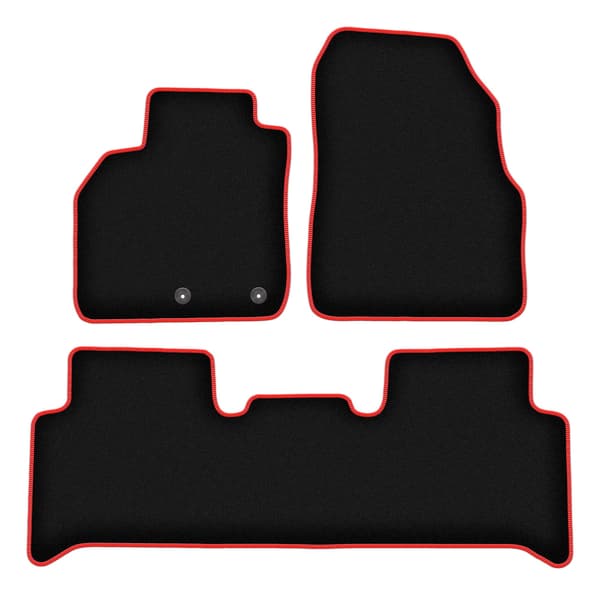 Velour gulvmåtter med rød kant til Renault Scenic II minivan (2003-2009)
