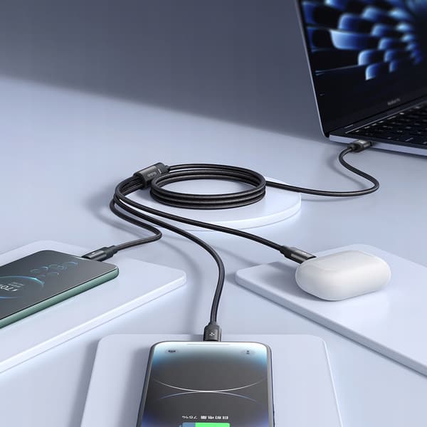 MCDODO 3IN1 USB-KAAPELI PIKALATAUS USB-C LIGHTNING MICRO USB QC 1M LED