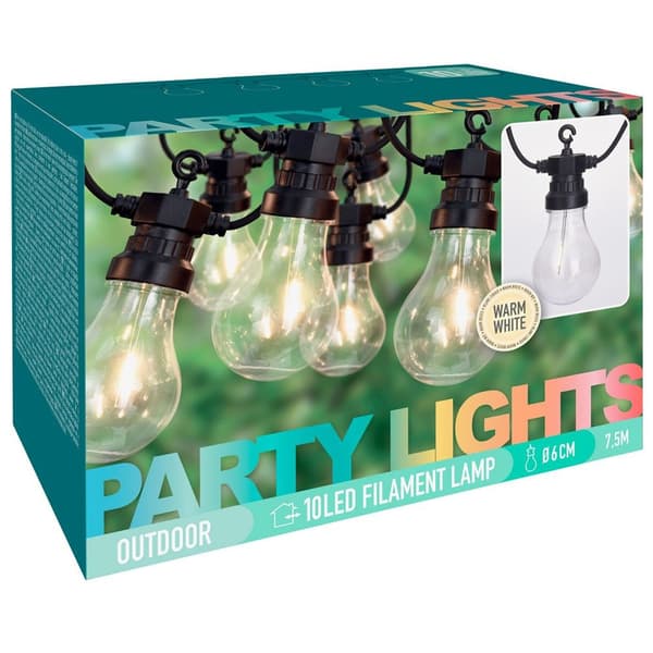 LED-puutarhavaloketju 7,5 m 10 kpl