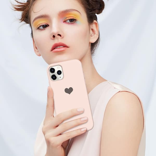 ETUI TIL APPLE IPHONE 11 PRO MAX PINK SILIKONE ETUI MED HJERTE A2161