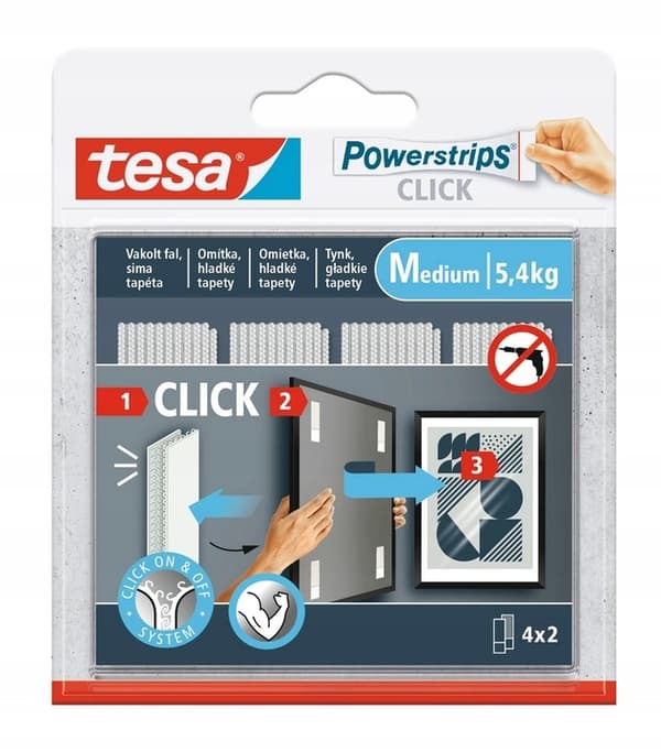 408588 TESA Strømstrimler KLIK 4x2 m