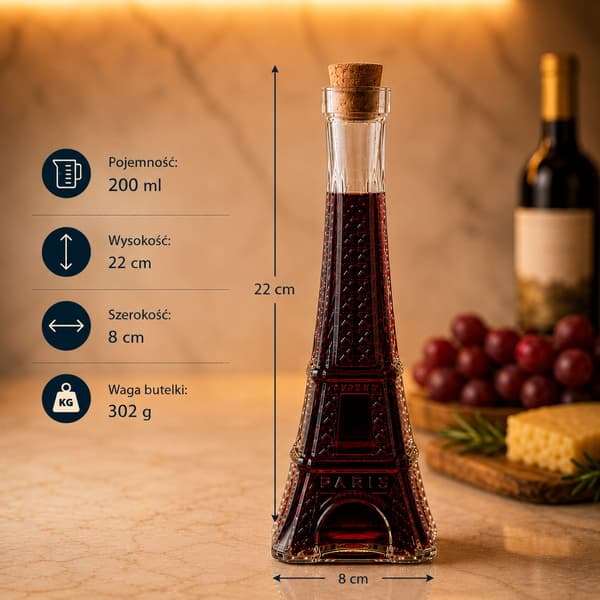 5x Paris Tower glasflaska 200ml för alkohol vin bröllopspresent