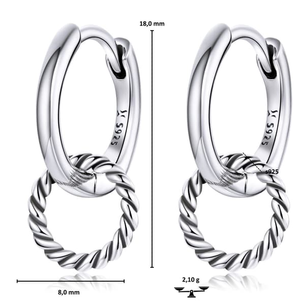 Silverörhängen med DUBBLA ringar och eleganta spännen i silver 925