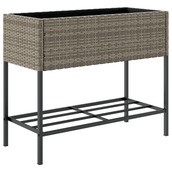 vidaXL Trädgårdskrukor med hyllplan, set om 2, grå, 90x40x75 cm, polyrotting