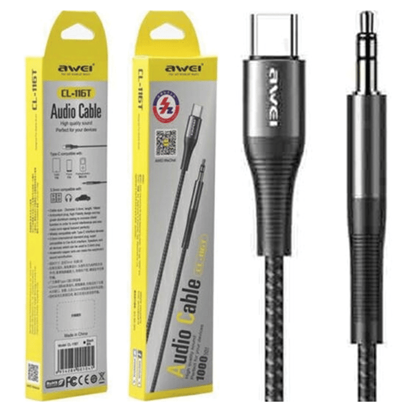AWEI Adapter CL-116T USB-C/Jack 3.5 sort/hvid