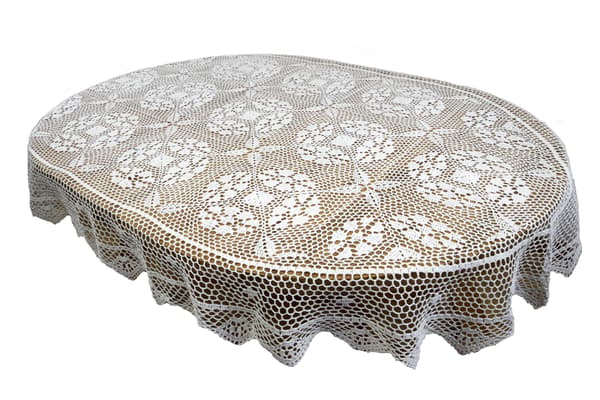 Oval vit spetsduk 140x220 oval vit virkad duk
