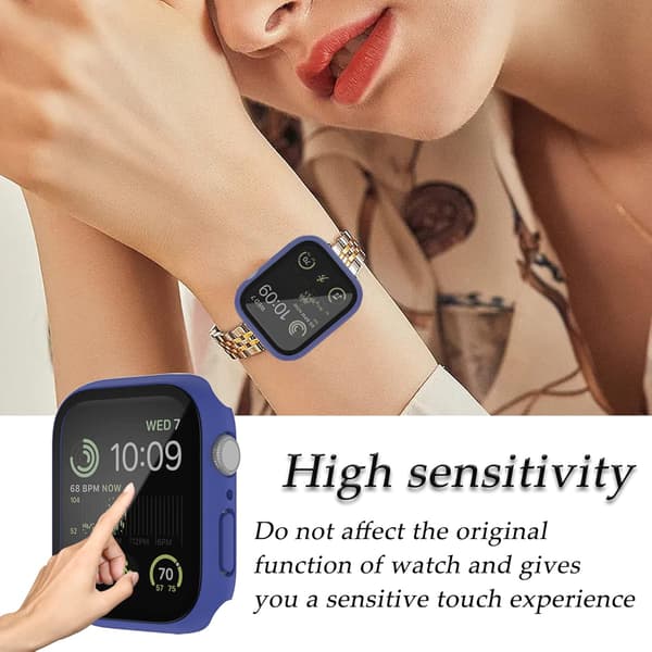 Etui til Apple Watch 7/8/9 41mm. Marineblå med glas.